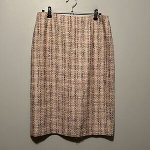 Escada Women's Beige Wool Silk Blend Tweed Midi Straight Skirt
